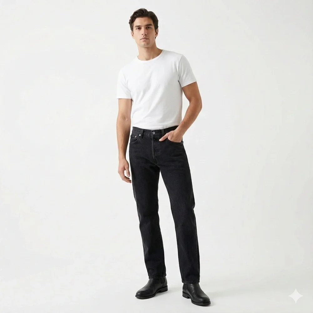 Levi’s 501 90s / Y2K Vintage Black Button Fly Straight Leg Denim